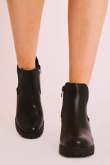 Black PU Leather Heeled Chelsea Boot - Eimi