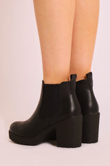 Black PU Leather Heeled Chelsea Boot - Eimi