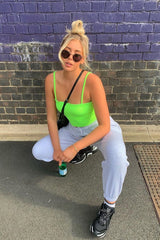 Lime Ribbed Frill Edge Crop Top - Zura