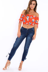 Red Floral Frill Gypsy Top - Maysia