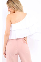 White Ruffle One Sleeve Top - Sierra