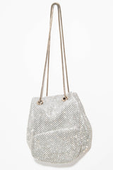Silver Diamante Embellished Snake Chain Bag - Eliane
