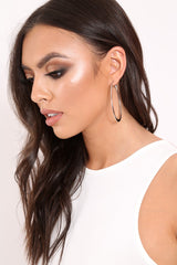 Silver Oval Drop Earrings - Kae