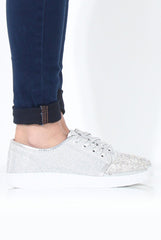 Silver Sparkly Pumps - Elle