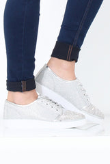 Silver Sparkly Pumps - Elle