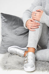 Silver Satin Triple Western Buckle Trainers - Emmarae
