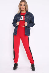 Red And Black USA Side Stripe Tracksuit - Simmy