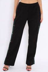 Black Popper Tailored Trousers with Red and Khaki Stripe - Simona
