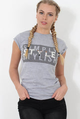 Grey Slogan Top - Skai
