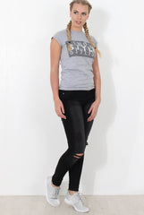 Grey Slogan Top - Skai