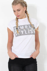 White Slogan Top - Skai