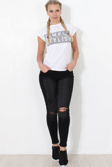 White Slogan Top - Skai