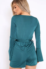 Green Slinky Wrap Front Playsuit - Sindy