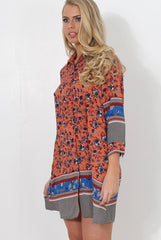 Sissi Coral Floral Shirt Dress