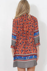 Sissi Coral Floral Shirt Dress