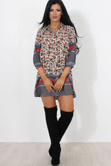 Sissi Beige Floral Shirt Dress