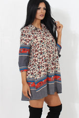 Sissi Beige Floral Shirt Dress