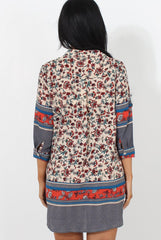 Sissi Beige Floral Shirt Dress