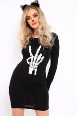 Black Skeleton Halloween Mini Dress