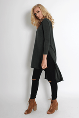 Rose Khaki Drooped Back Jumper