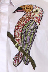 White Oversized Sequin Badge Batwing Shirt - Skye