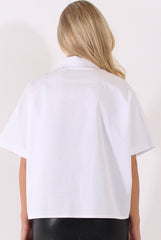 White Oversized Sequin Badge Batwing Shirt - Skye