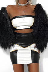 White Black and Mustard PU Co-ord Set - Skye