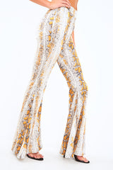 Yellow Snake Print High Waisted Flared Trousers - Kamryn