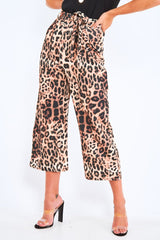 Leopard Tie Waist Culotte Trousers - Meika