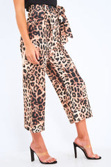 Leopard Tie Waist Culotte Trousers - Meika