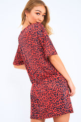 Red Leopard Print Oversized Shift Dress - Dayle
