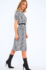 Zebra Slinky Midi T-Shirt Dress - Cambriella