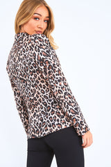 Leopard Print Double Breasted Gold Button Blazer - Ariele