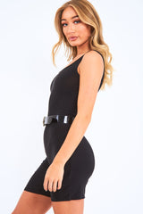Black Bodycon Scoop Neck Unitard - Idalie