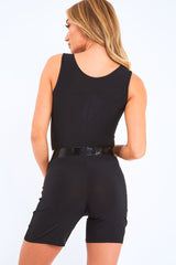 Black Bodycon Scoop Neck Unitard - Idalie
