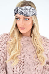 Grey Snake Print Head Band - Camoni