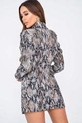Dark Snake Print Blazer Dress - Jarissa