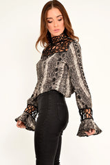 Snake Print Cut Out Insert Blouse - Konstantina
