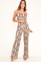 Snake Print Bandeau And Wide Leg Trousers Co-ord - Freddie