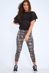 Grey Snake Print Velvet Leggings - Sylva