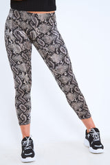 Grey Snake Print Velvet Leggings - Sylva