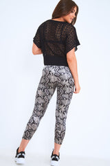 Grey Snake Print Velvet Leggings - Sylva