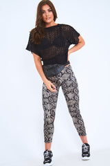 Grey Snake Print Velvet Leggings - Sylva