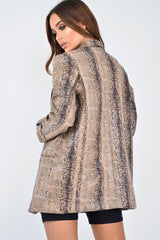 Snake Print Coated Longline Blazer - Avilyn