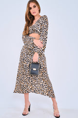 Leopard Print Balloon Sleeve Blouse Midi Skirt Co-Ord - Carmina