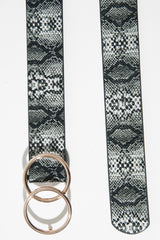 Black Snake Print Circle Buckle Belt  - Jaley