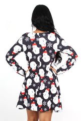 Noelle Navy Snowman Swing Dress