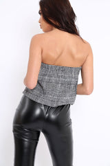 Tweed Wrap Front Bandeau Crop Top - Sofie