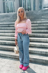 Blue Mid Wash Wide Leg Jeans - Gemma