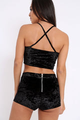 Black Velvet Bralet and Shorts Co ord - Sophia